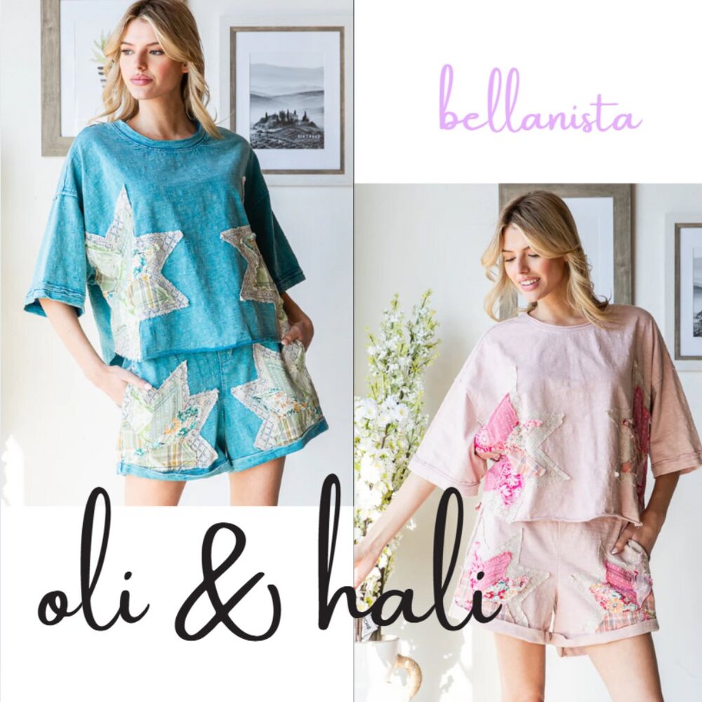0635 OLI & HALI Pink Star 2 Piece Shorts and Short Sleeve Tee Set - Picture 2 of 7